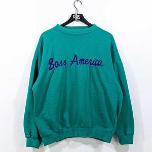 Boss American Script Spell Out Sweatshirt XL VTG 90s Streetwear Hip Hop Skater